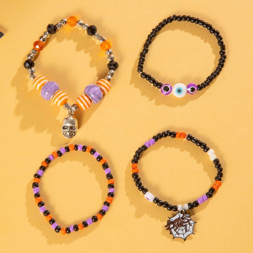 Bat Halloween Bracelet Ghost Spider Multilayer Bracelet Elastic Pumpkin Pendant Bracelets Gifts