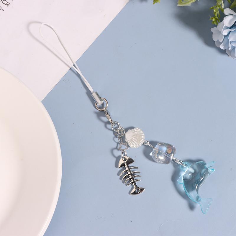 Летний голубой дельфин брелок/телефонный брелок ручной работы вдохновленный морской тематикой брелки эстетический аксессуар Y2K