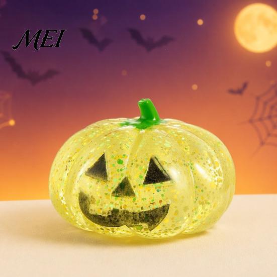 Halloween Stress Relief Balls Glitter Pumpkin Ball, Head Squeeze Toy for Anxiety Tools Relief, Creepy Fidget Party Favors Adults