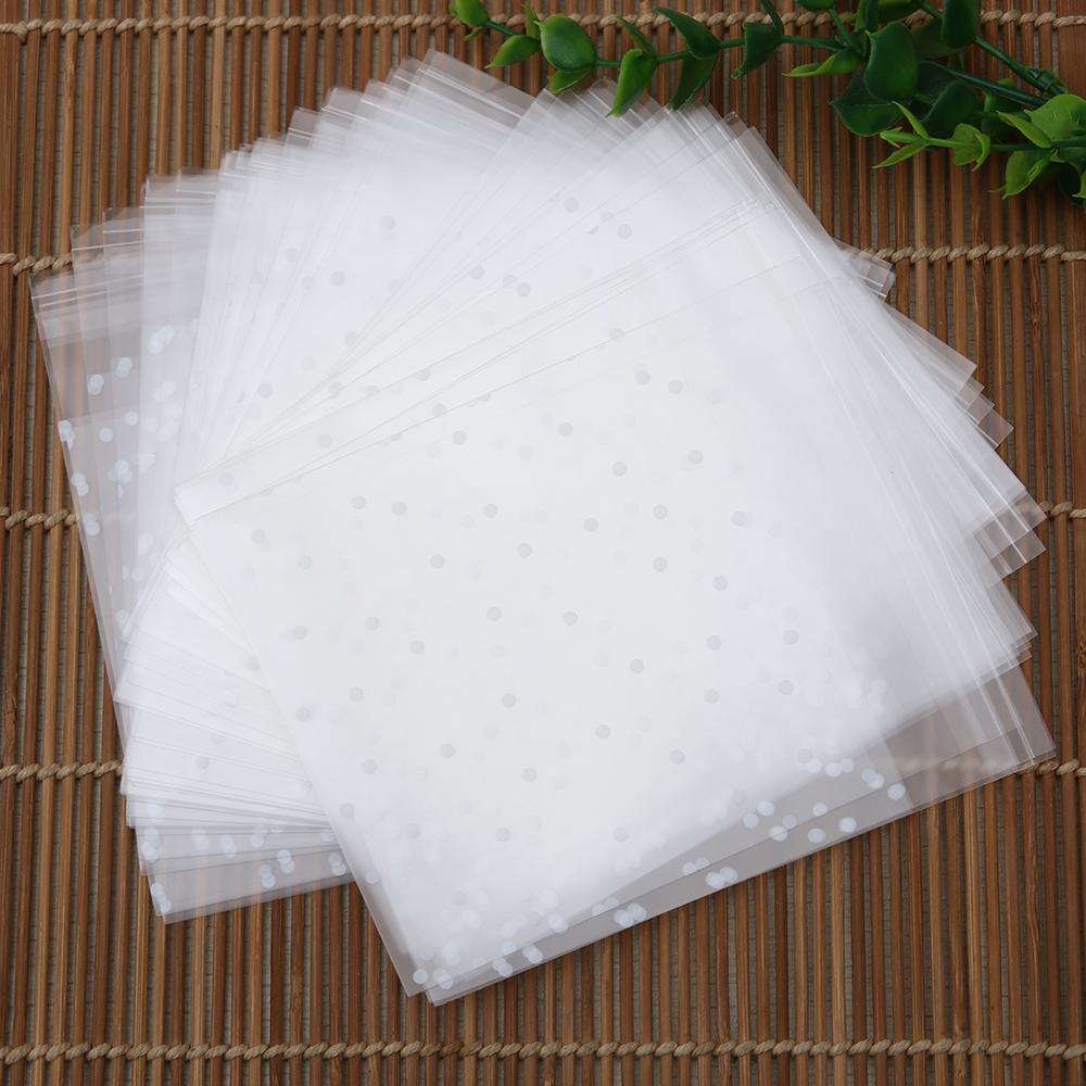 100 PCS New Baking Cookie Self Adhesive Plastic Packaging Bag Seal OPP White Dots