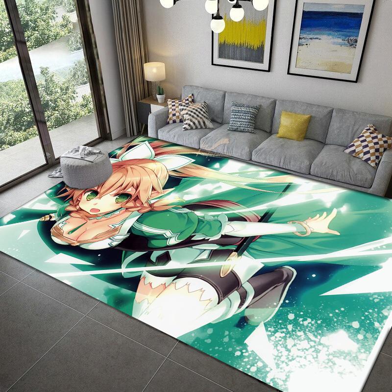Ковер Sword Art Online (Искусство меча онлайн) разных размеров Ковер для гостиной, спальни, детской комнаты Домашний декор Ковер для зоны Нескользящий коврик Коврик под диван