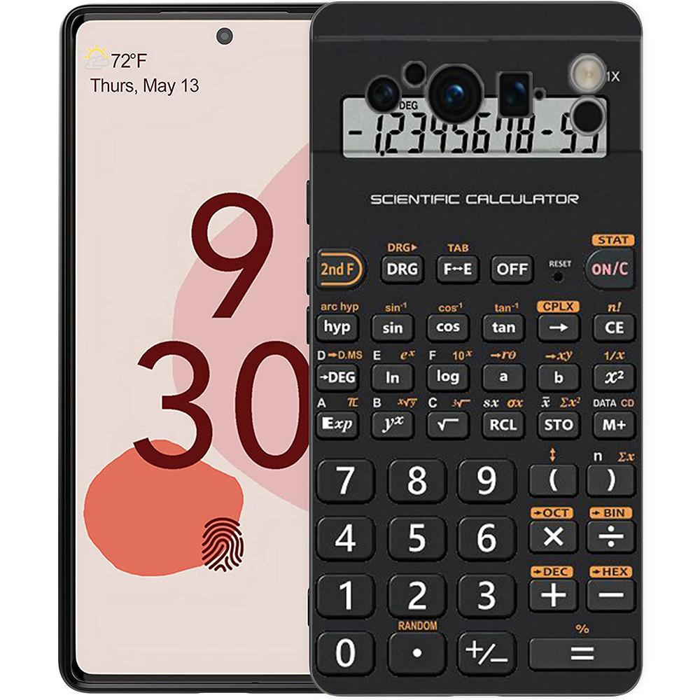 Ретро-чехол-телефон-калькулятор для Google Pixel 9 8 7 6 Pro XL 8A 6A 7A 5G Мягкий ударопрочный ТПУ Черный чехол