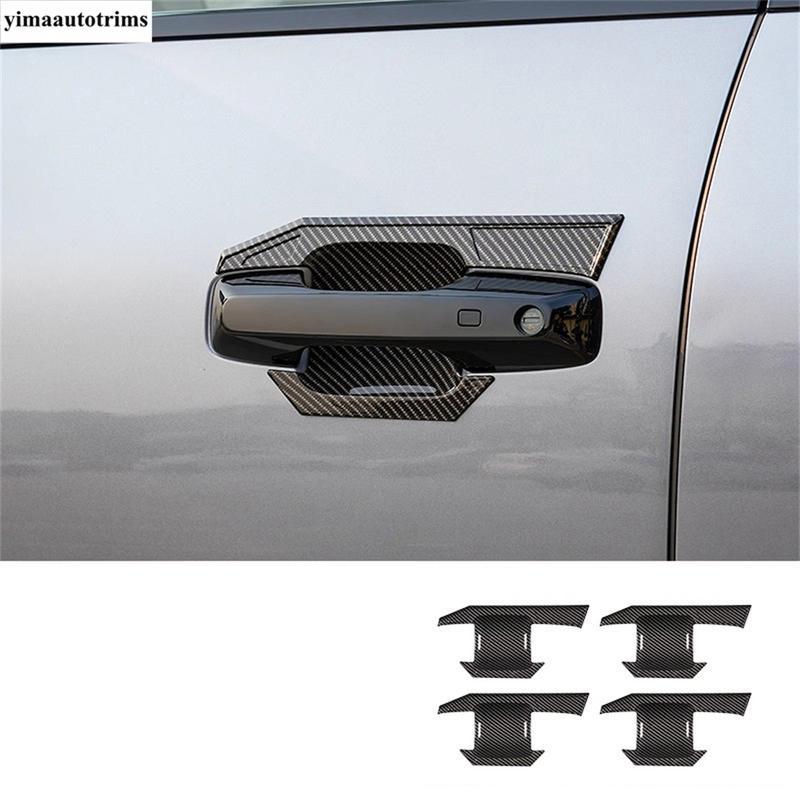 Outer Side Rear Door Handle Bowl Decoration Cover Trim For BYD Leopard 5 2024 2025 5D Carbon Fiber Look Accessories Exterior Kit