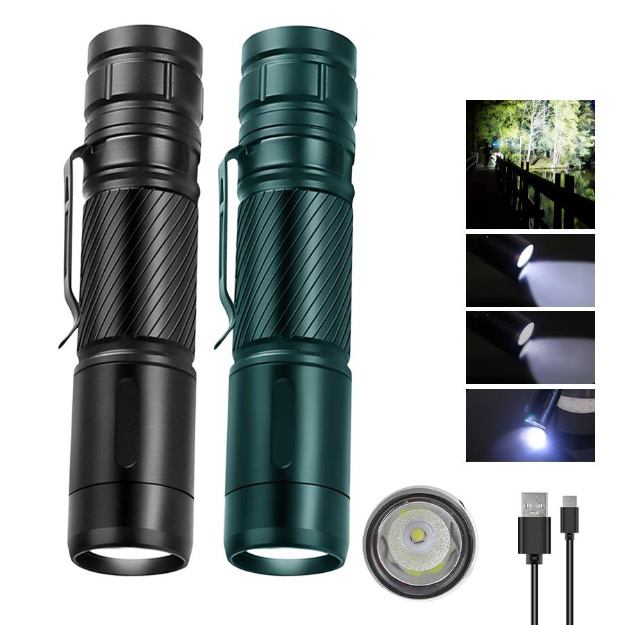 Mini Portable LED Flashlight Type-c Charging High Lumen Ultra Bright Emergency Lighting Lantern Outdoor Waterproof Camping Torch