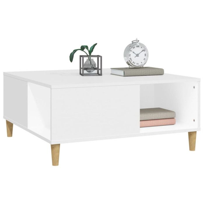 VidaXL Coffee Table White 80x80x36.5 Cm Engineered Wood 821092