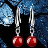 925 Sterling Silver Gold-Plated Red Pendant Earrings, 2 cm