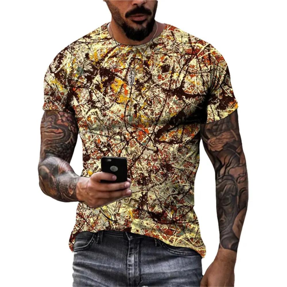 Новые абстрактные граффити уличного стиля мужские футболки 3D стерео печать тренд моды Harajuku круглый вырез короткий рукав футболки топы