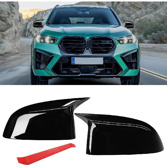 Jaronx Совместимые с BMW Накладки на зеркала X3 G01/X4 G02/X5 G05/X7 G07 -2024,X6 G06 -2024, Накладки на зеркала заднего вида в стиле M глянцево-черные для BMW, Сигнал
