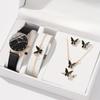 6 шт./компл. женские часы, женские аналоговые кварцевые часы, женские наручные часы из искусственной кожи и комплект ювелирных изделий, подарок для мамы и нее