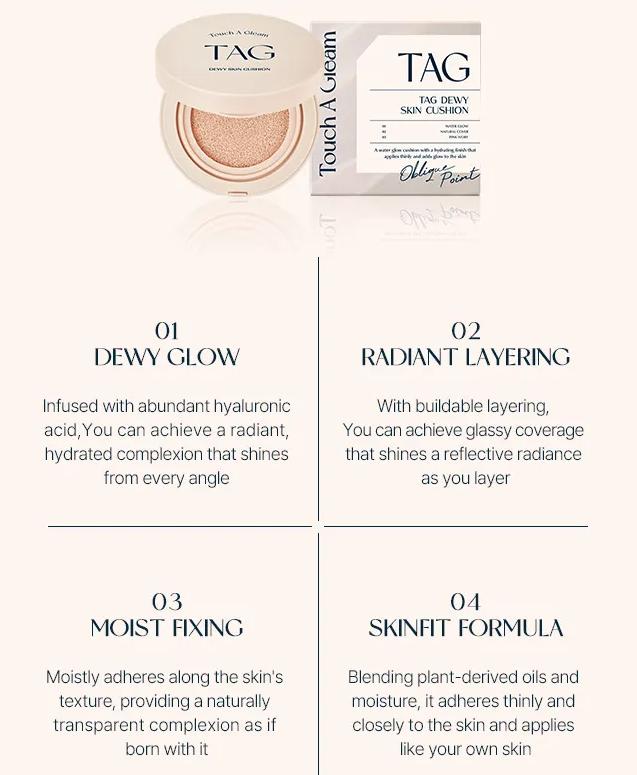 Tag Тональный кушон с эффектом сияния 15 г SPF50+, PA+++ 2 оттенка От too cool for school / Корейская косметика, Kbeauty