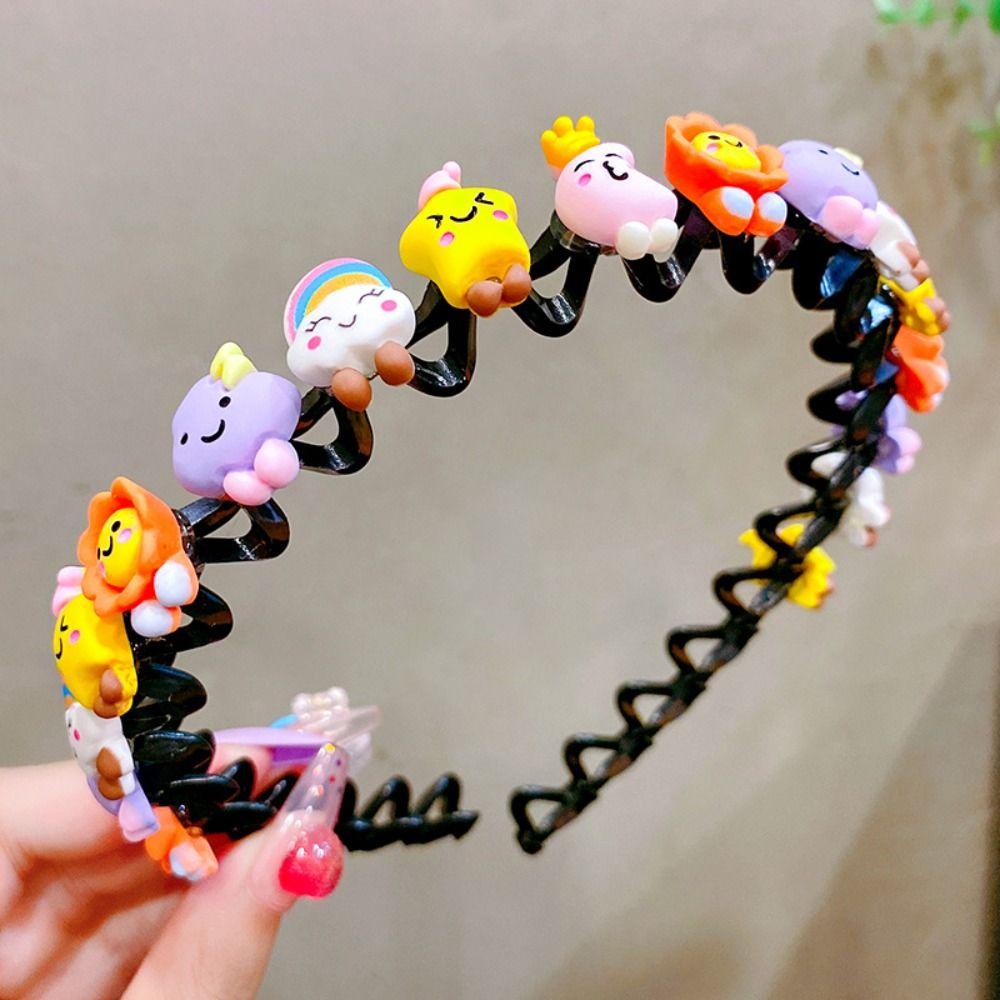 Braided Double Bangs Hairpin Hairband Colorful Flower Kids Teeth Headband  Headwear