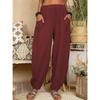 Women's Harem Pants Summer Casual Retro Large Size Cotton and Linen Pants Elastic Waist Wide Leg Pants Home Pants