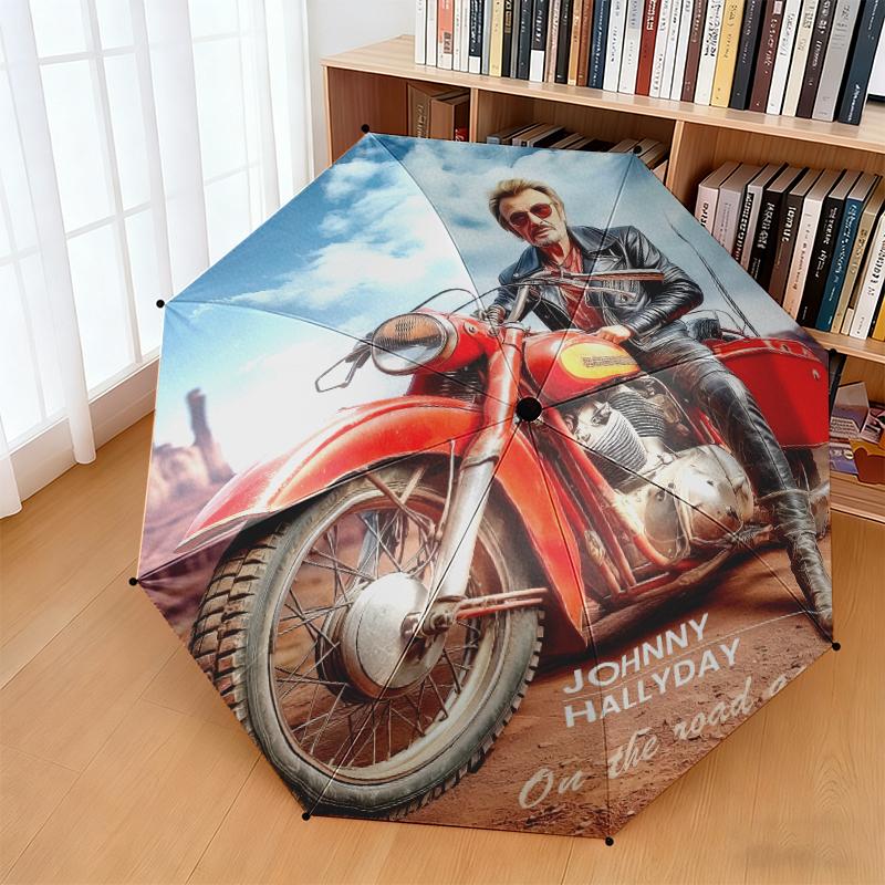 1 шт. Зонт от дождя Johnny Hallyday Beyond Rock, портативный складной зонт, железный каркас, конструкция из спиц, уличный домашний зонт