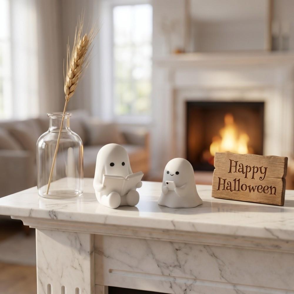 Miniature Models Halloween Ghost Statues Ghost Cat Desktop Figurine Indoor Outdoor