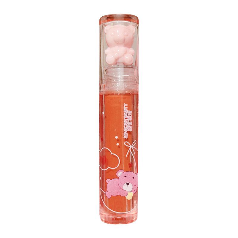 Bear Crystal Frozen Strawberry Lip Gloss - Mirror Finish, Whitening, All-Match Lip Glaze.
