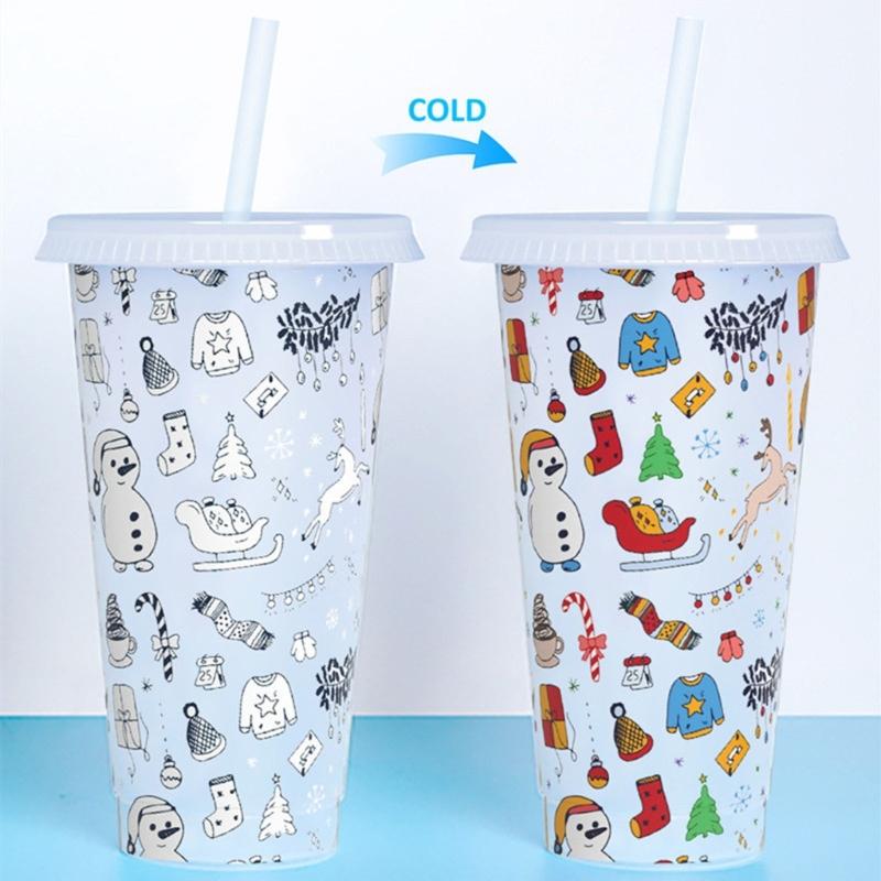 Бутылка для воды с меняющимся цветом Портативная дорожная кружка Флаг футбольного клуба Стакан для питья воды с соломинкой и крышкой Пластиковые стаканы