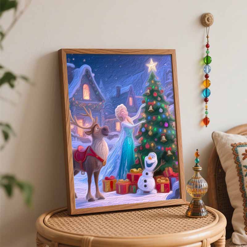 Disney Frozen Elsa Olaf reindeer Christmas tree oil painting art handmade painting kit handmade dsi home decoration birthday gift