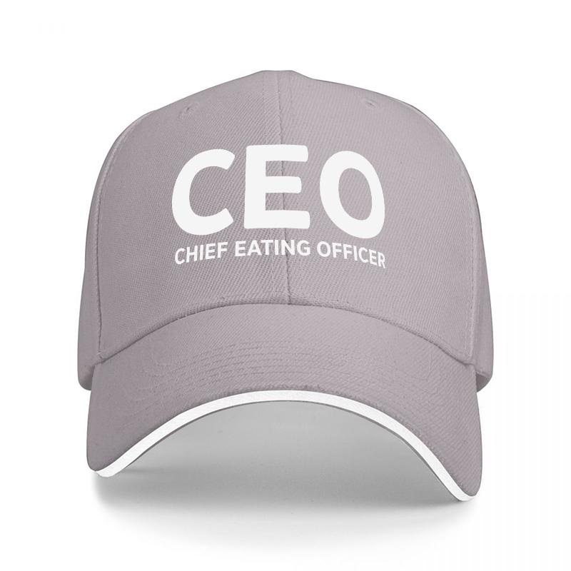 CEO Chief Eating Officer Black Baseball Cap with White Trim and Bold Text Design for Food Lovers and Fun Fashion StateUnisexts