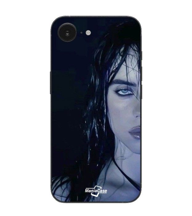 Coque Maniacase Pour Iphone 16E billie eilish visage fond noir