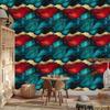 Ink Wallpaper Turquoise, Red and Burgundy for Living Room and Bedroom 50x1000