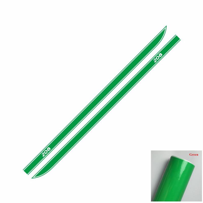 2pcs Car Door Side Skirt Sticker For Peugeot 208 GTI 3-5 Door Auto Body Decor Vinyl Decal Racing Style Accessories Sport Stripes