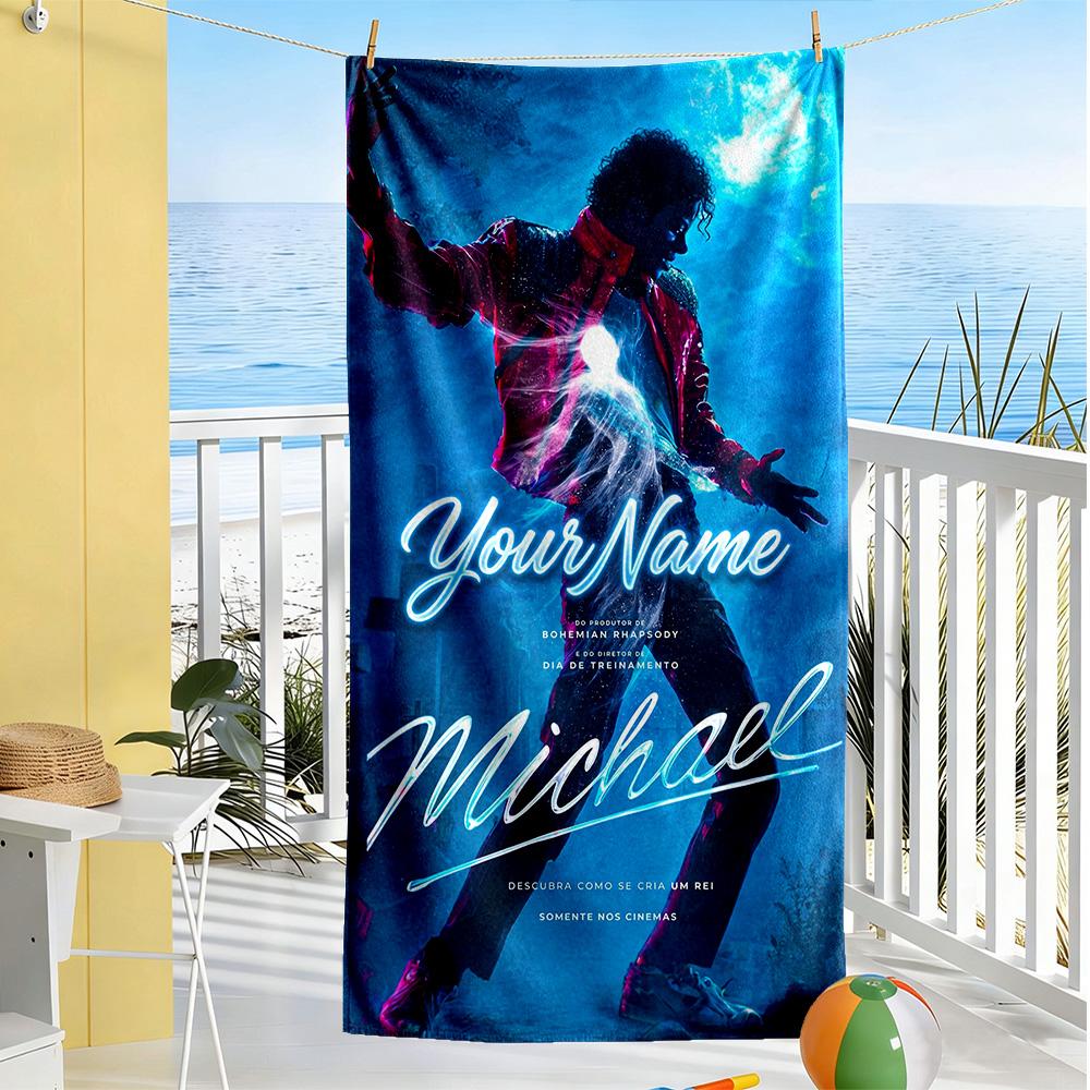 Michael Jackson Customize Your Name Beach Towel Super Soft Microfiber Quickdry Fabric Portable for SwimmingBeachCamping Travel Beach AccessoriesGym