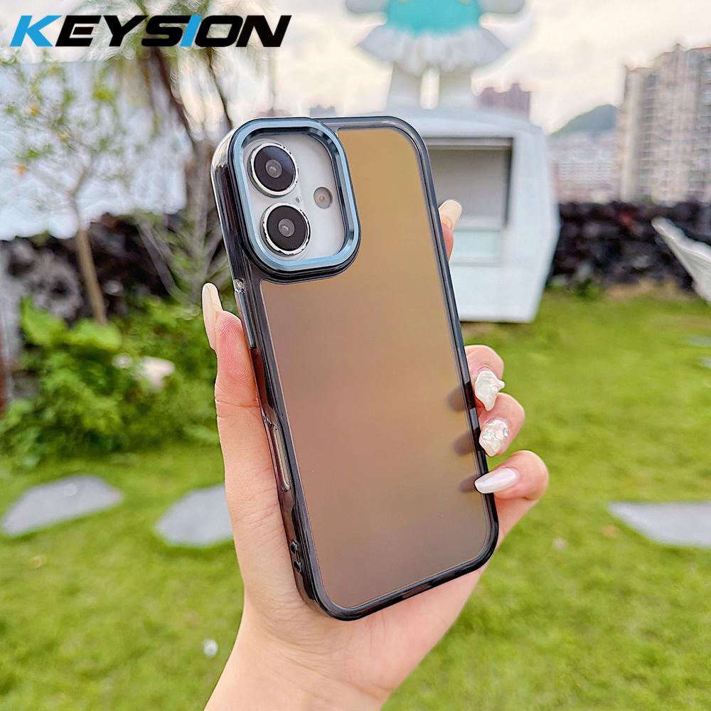 KEYSION Модный цветной лазерный градиентный чехол для телефона iPhone 16 Pro Max Мягкий ударопрочный задний чехол из ТПУ+ПК для iPhone 16 Plus