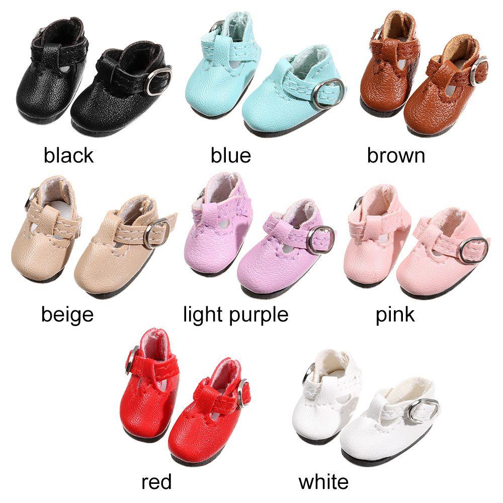 1 Pair 2.8*1.2cm Multicolor PU Leather Play House Change Clothes Game Doll Shoes Dolls Accessories