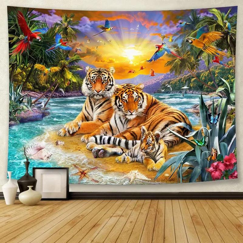 Лесной зверь Тигр Декоративный гобелен Офис Гостиная Декор Домашний Настенный Гобелен