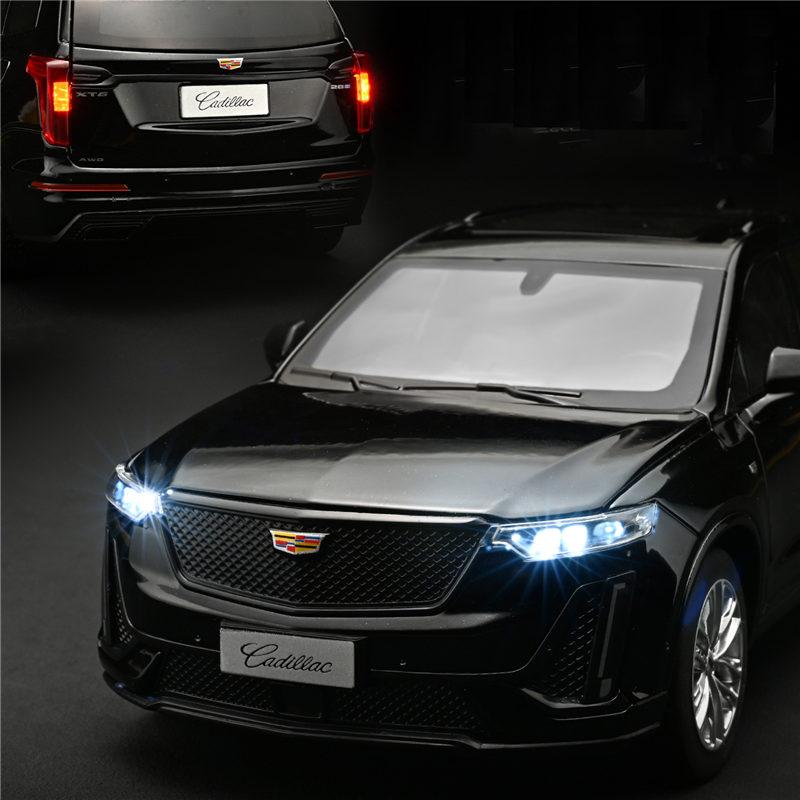 AABHU1 1:24 Cadillac XT6 SUV Alloy Car Model Diecast Metal Off-road Vehicles Car Model Sound and Light Simulation Collection Decoration