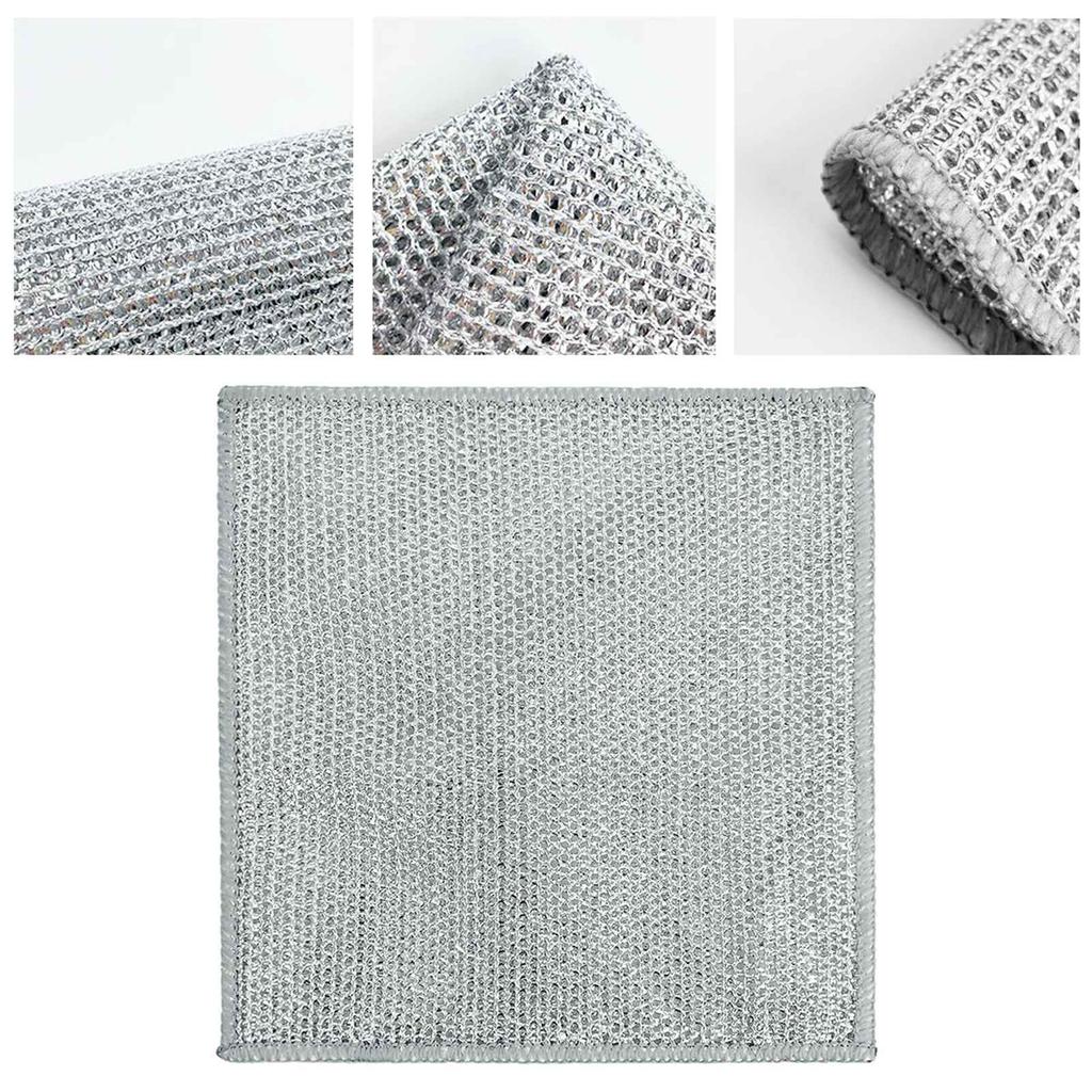 10 шт. Двусторонние тряпки из серебряной проволоки Многофункциональные антипригарные салфетки для мытья посуды Салфетки для кухни