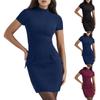Женское индивидуальное платье с короткими рукавами и высоким воротником, облегающая короткая юбка до бедер