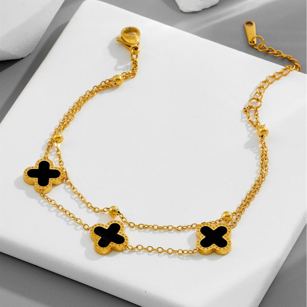 Non-fading New Titanium Steel Premium Four-Leaf Clover Bracelet