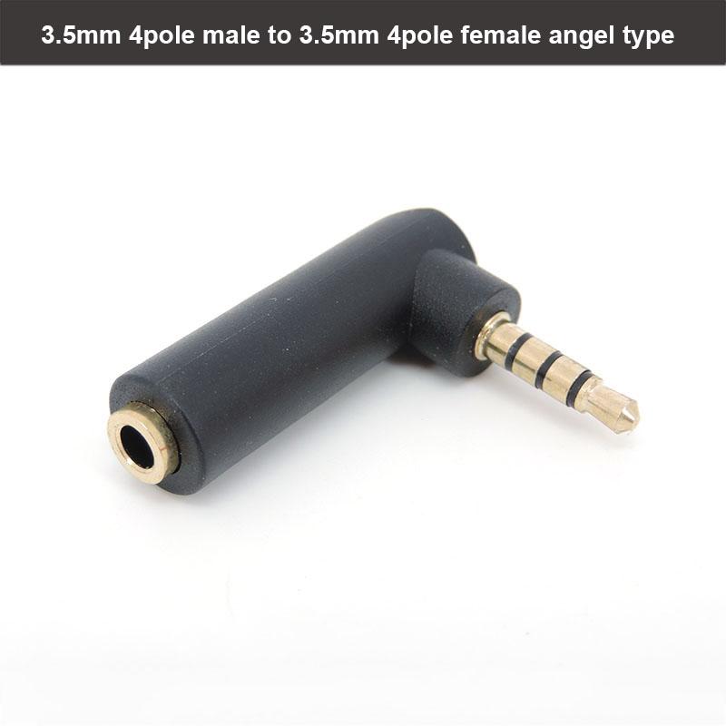 Gold Plated 3.5 Jack Right Angle Male Female To 3.5mm 3/4Pole Male Audio Connector Stereo Plug L Shape Jack Adapter 1pcs