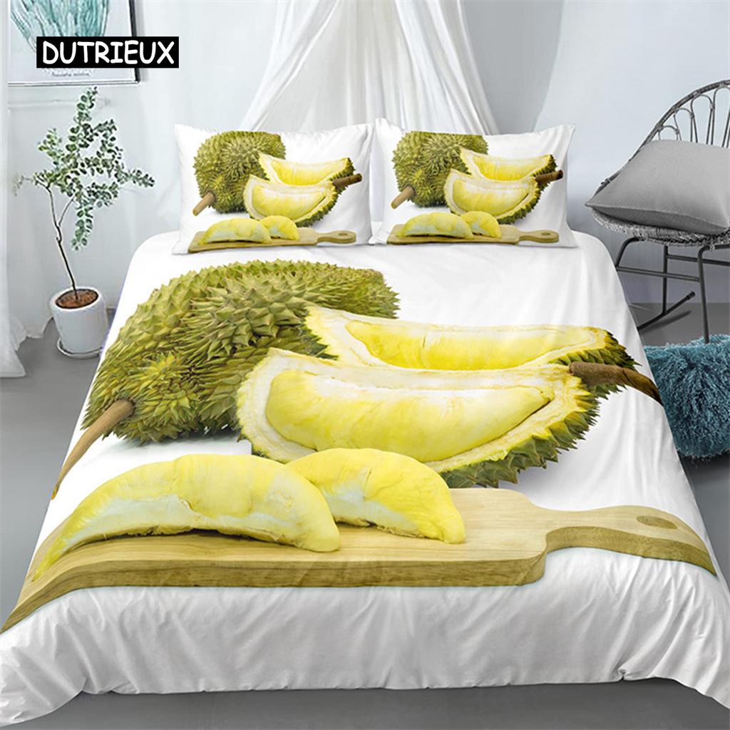 Тропические фрукты дуриан пододеяльник микрофибра комплект постельного белья 3D принт пододеяльник с наволочками король для подростков взрослый спальня декор