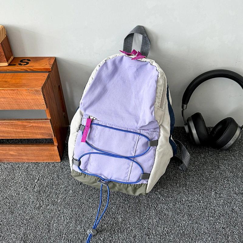 Contrasting Color Women's Outdoor Backpack Mini Men's Hiking Backpack Middle and High School Students New