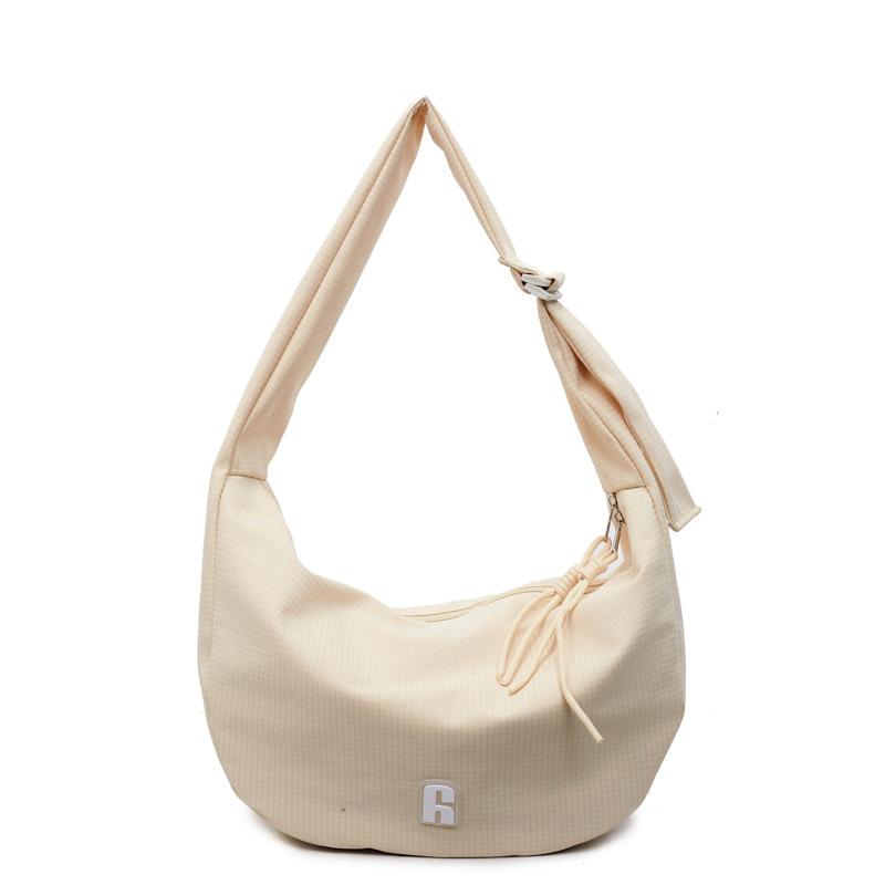 2025 niche design plaid new women's bag Korean version cloth bag dumpling bag simple large capacity shoulder messenger bag