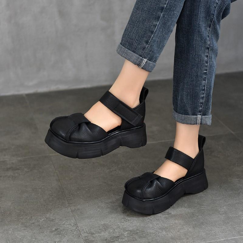 Johnature Легкие сандалии на толстой подошве в стиле ретро из натуральной кожи, женские туфли на платформе в римском стиле