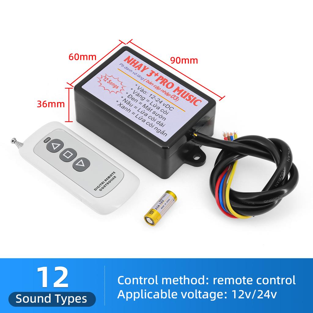 Universal Car Electronic Horn Controller 8 Sounds - 16 Sounds Musical 12V Controller Regulator for Car Boat Truck Marine Horn