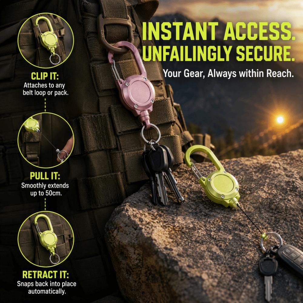 Aluminum Zinc Zinc Alloy Retractable Key Chain Steel Cable Retractable Key Clip Automatic Key Ring Sports