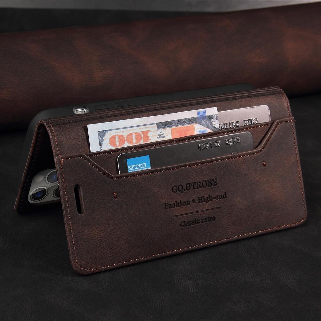 For Samsung S24 S23 S22 Ultra A55 A54 A15 A24 A23 Retro Book Card Magnetic Leather Wallet Cover for iPhone OPPO Huawei Xiaomi