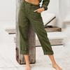 Women's Summer Casual Cotton Linen Elastic Waist Pants Daily Fashion Comfy Pants