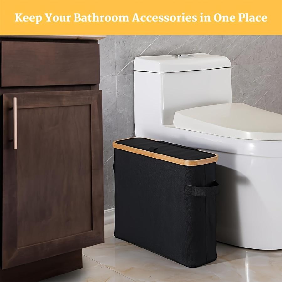 1 шт. Корзина для хранения туалетной бумаги с крышкой, органайзер для туалетной бумаги в ванной, бамбуковая стойка для хранения туалетной бумаги, отдельно стоящая подставка с ручкой