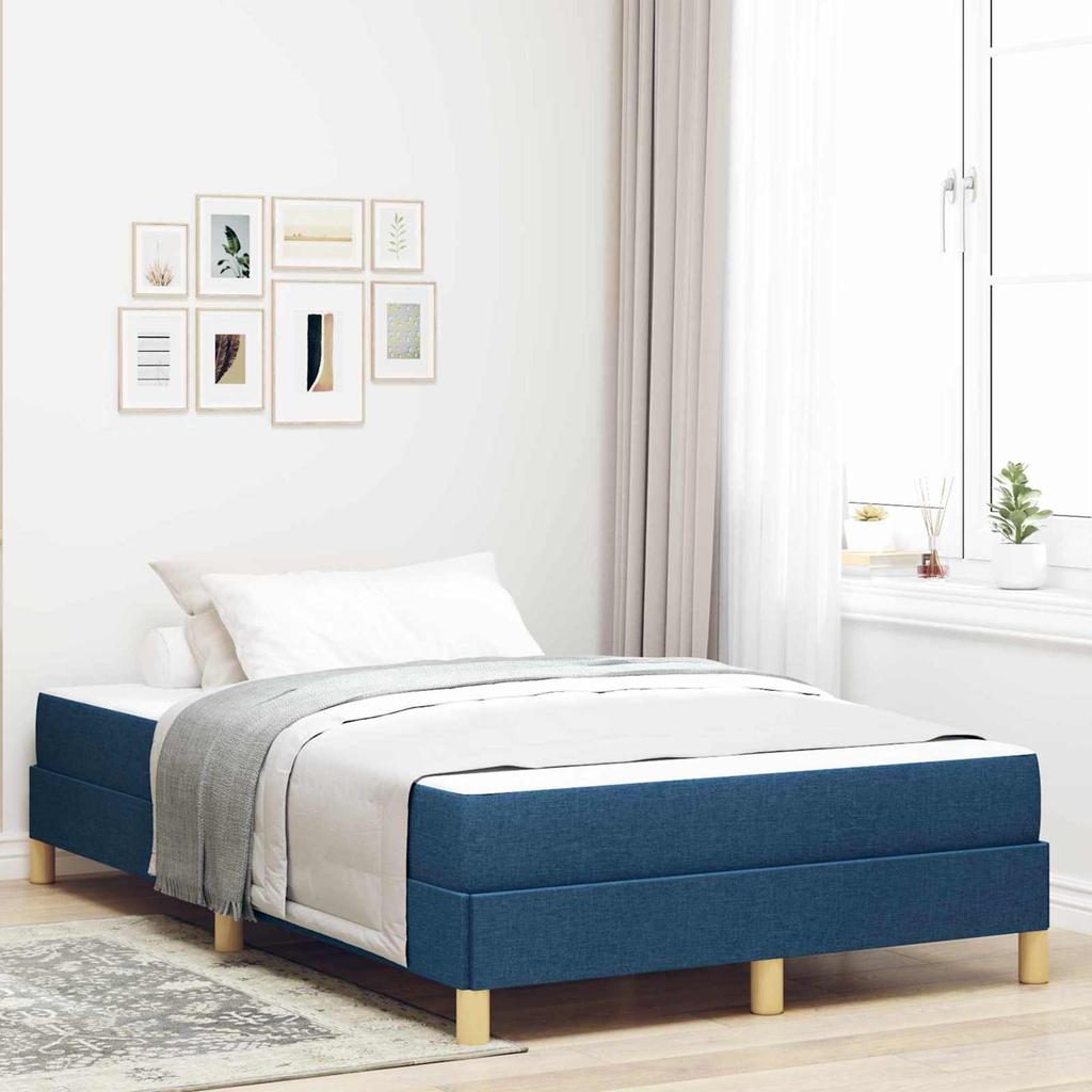 Box Spring Bed with Mattress Blue 120 x 190 cm Fabric