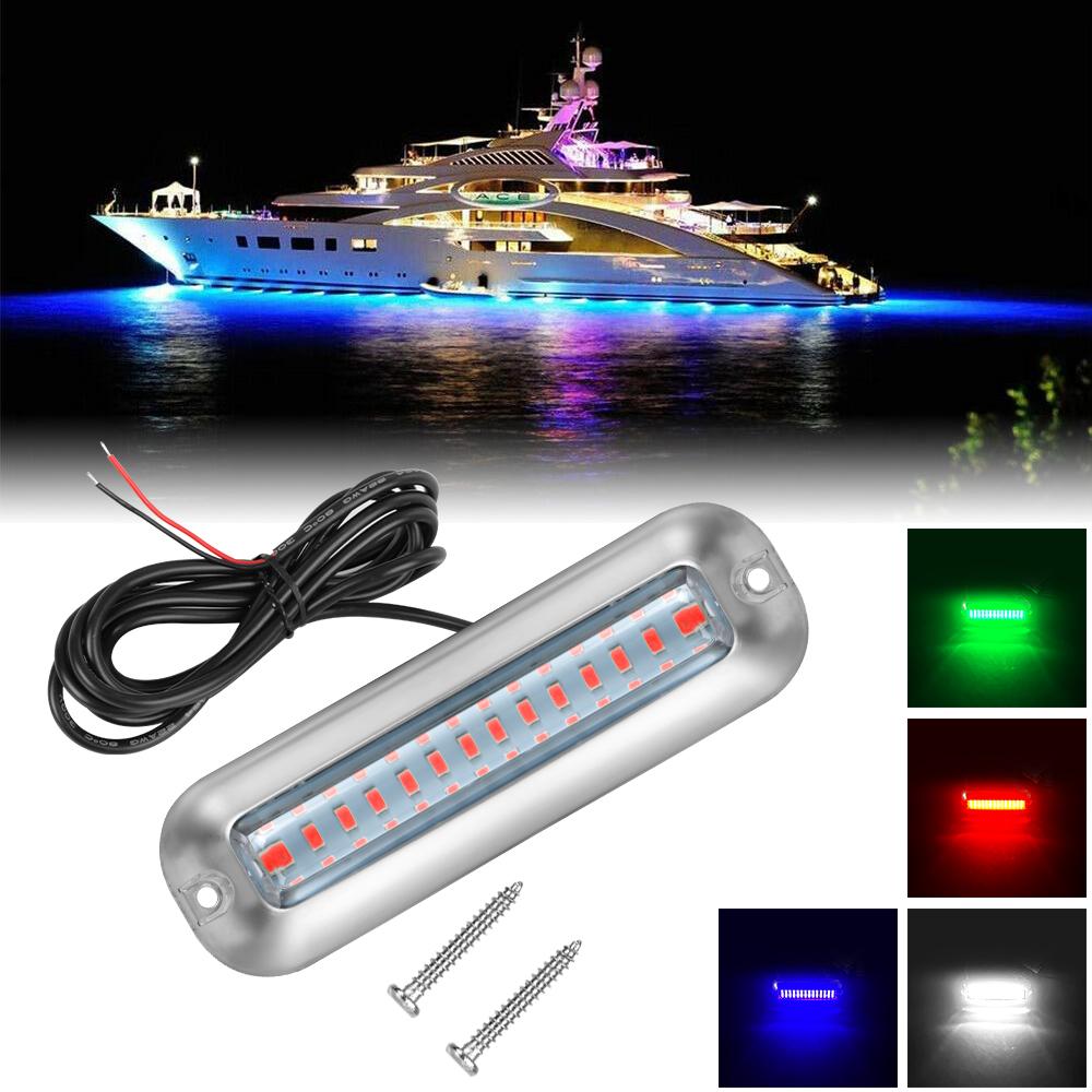 Boat Transom Light Universal Waterproof 10-30V Marine Boat Underwater Pontoon Transom Lamp Stainless Steel 50W 42 LEDs