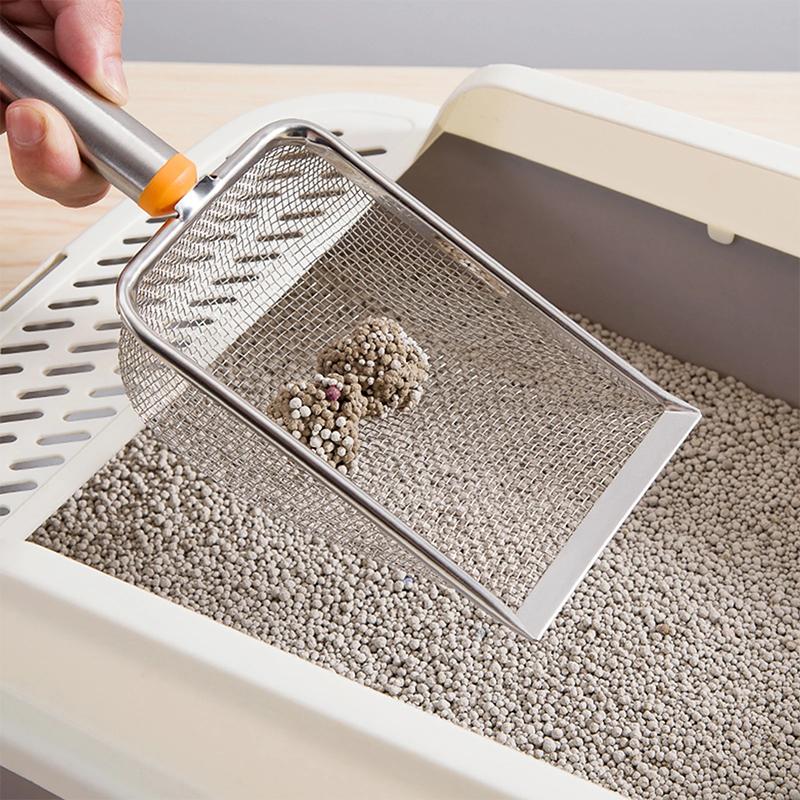 Stainless Steel Fine Mesh Cat Litter Scoop Easy To Clean Non-Stick Shovel For Reptiles Sand Efficient Durable Litter Scoop