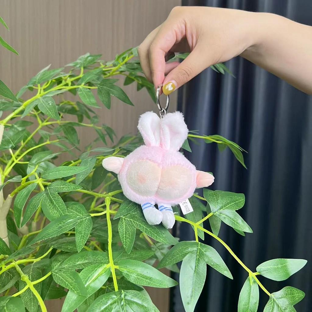 Персиковый Пушистый Плюшевый Брелок в Виде Заячьих Ушек Милый Дизайн Собаки Забавный Аксессуар Для Сумок