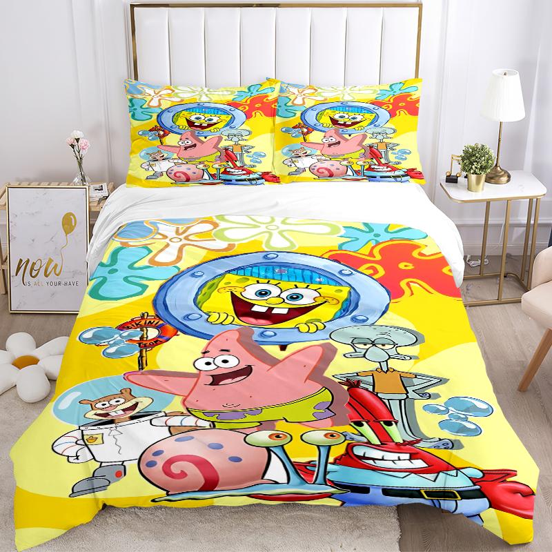 3Pcs Spongebob Friends Adventure Bedding Sets For All Sizes New 3D Printed Bed Cover Comforter Duvet Cover Pillowcase Bedroom Decoration