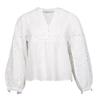 Women's White Briam Embroidered Blouse with V-neck