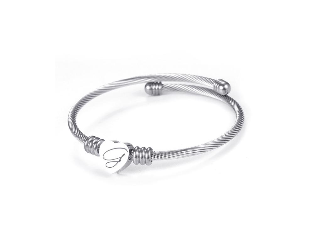 Titanium Steel English Alphabet Heart Bracelet with Simple Design